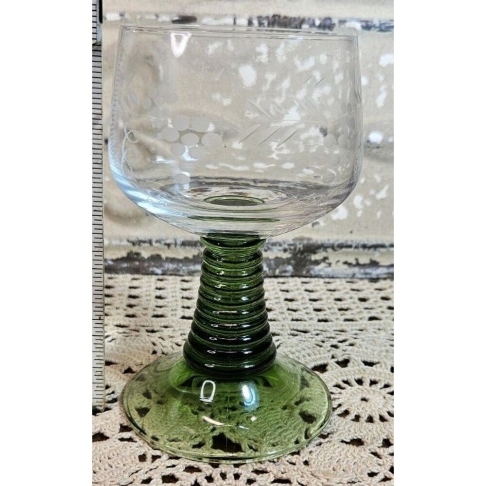 5 Set Schott-Zwiesel Green Beehive Stem Rummer Fine German Glasses Etched 4 oz